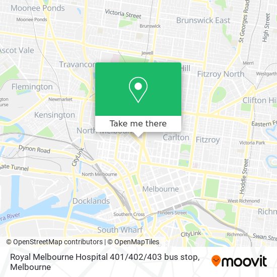 Royal Melbourne Hospital 401 / 402 / 403 bus stop map