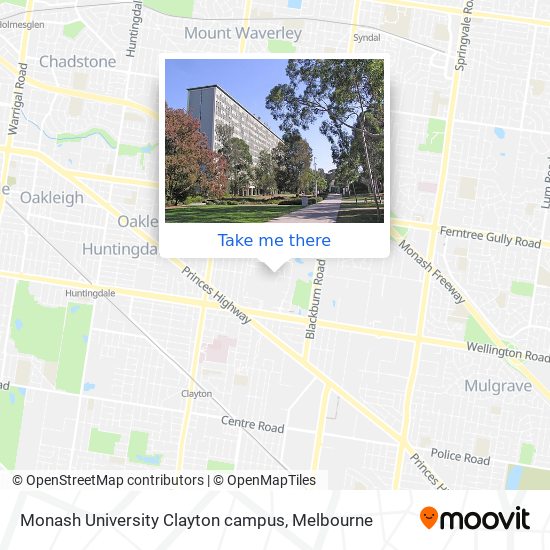 Mapa Monash University Clayton campus