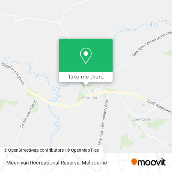 Meeniyan Recreational Reserve map