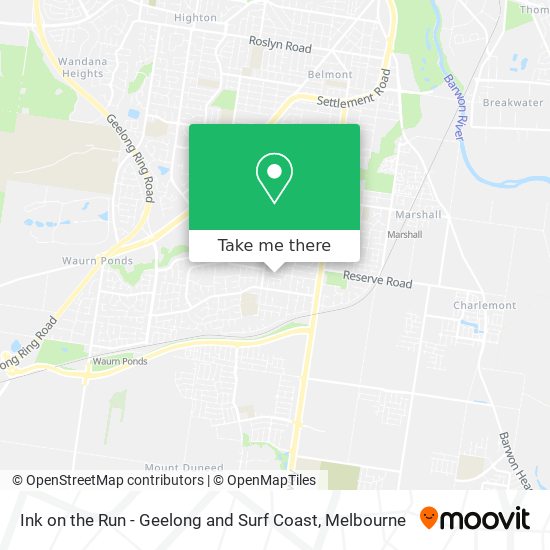 Ink on the Run - Geelong and Surf Coast map