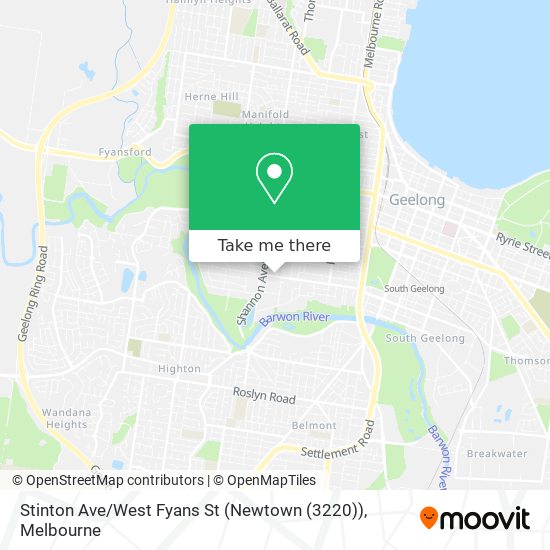 Stinton Ave / West Fyans St (Newtown (3220)) map