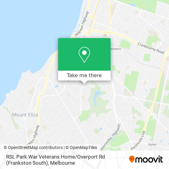 Mapa RSL Park War Veterans Home / Overport Rd (Frankston South)