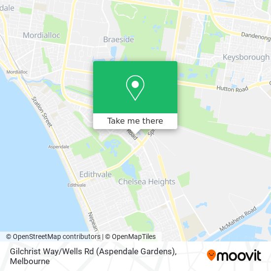 Mapa Gilchrist Way / Wells Rd (Aspendale Gardens)