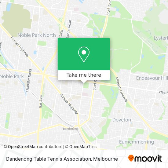 Dandenong Table Tennis Association map