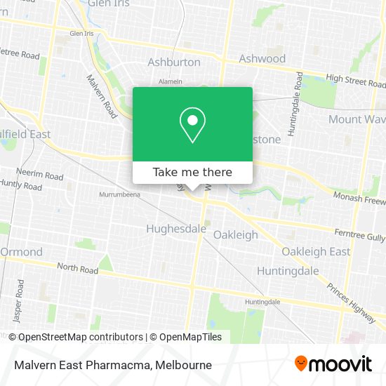 Mapa Malvern East Pharmacma