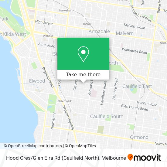 Mapa Hood Cres / Glen Eira Rd (Caulfield North)