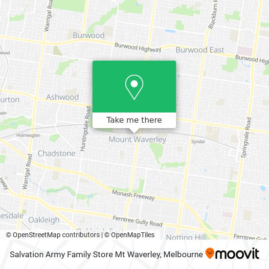 Mapa Salvation Army Family Store Mt Waverley