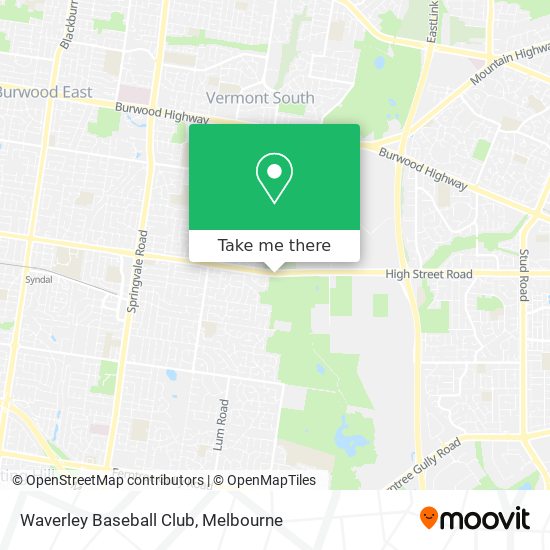 Waverley Baseball Club map