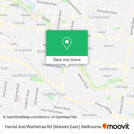 Mapa Harold Ave / Wattletree Rd (Malvern East)