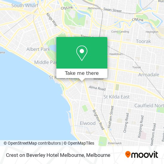Crest on Beverley Hotel Melbourne map