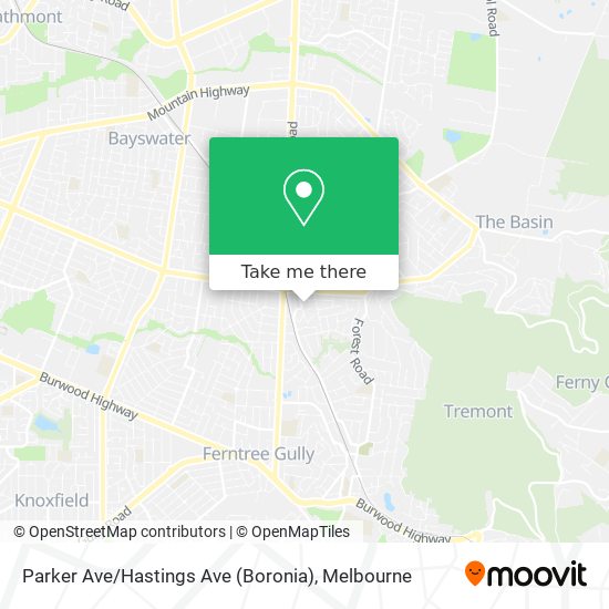 Mapa Parker Ave / Hastings Ave (Boronia)