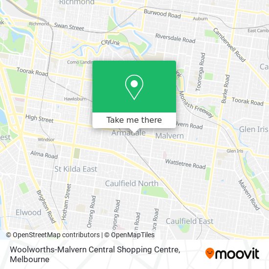 Mapa Woolworths-Malvern Central Shopping Centre