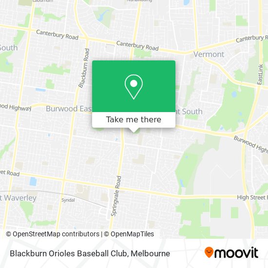 Mapa Blackburn Orioles Baseball Club