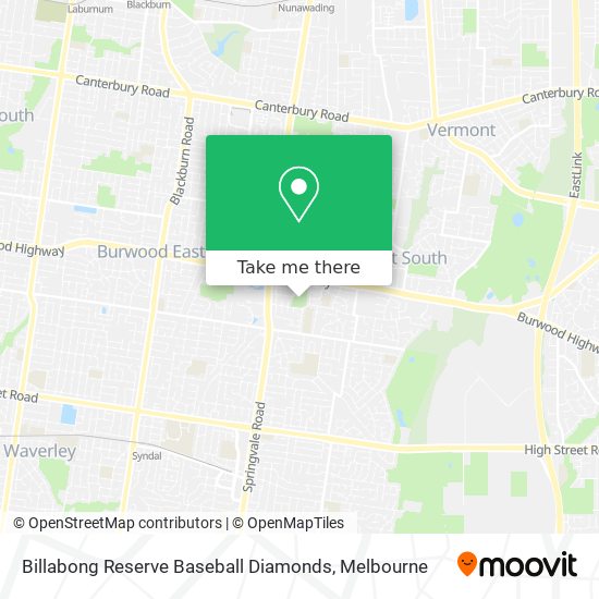 Mapa Billabong Reserve Baseball Diamonds