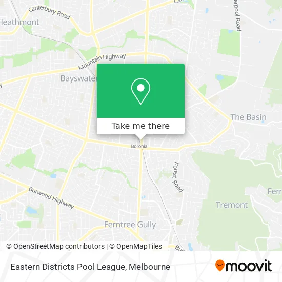 Eastern Districts Pool League map