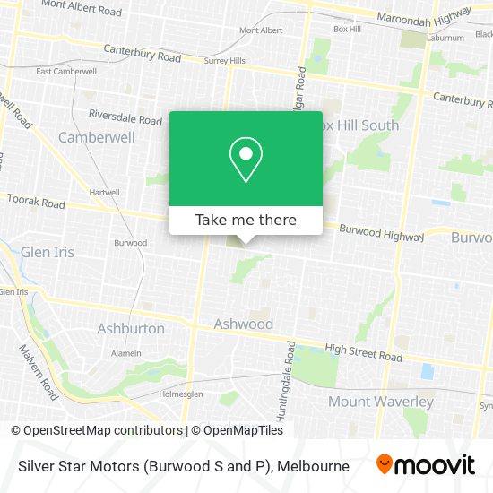 Mapa Silver Star Motors (Burwood S and P)