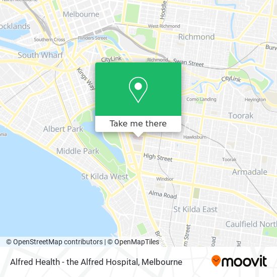 Mapa Alfred Health - the Alfred Hospital
