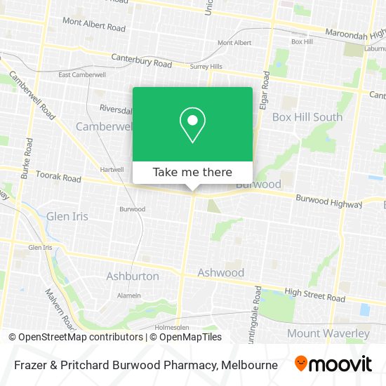 Mapa Frazer & Pritchard Burwood Pharmacy