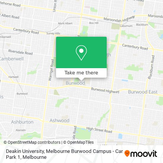Deakin University, Melbourne Burwood Campus - Car Park 1 map