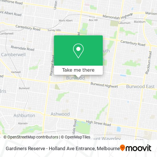 Gardiners Reserve - Holland Ave Entrance map