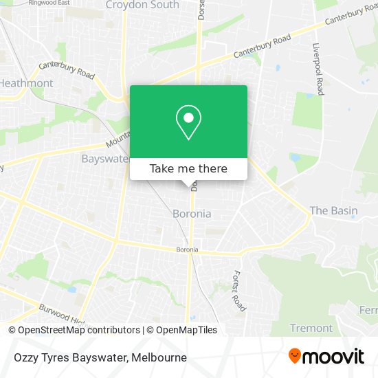 Ozzy Tyres Bayswater map