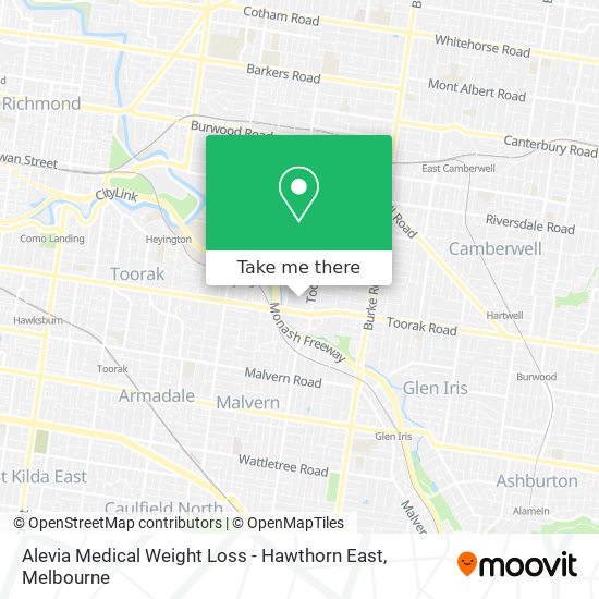 Mapa Alevia Medical Weight Loss - Hawthorn East