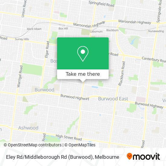 Mapa Eley Rd / Middleborough Rd (Burwood)