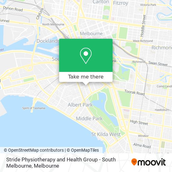 Mapa Stride Physiotherapy and Health Group - South Melbourne