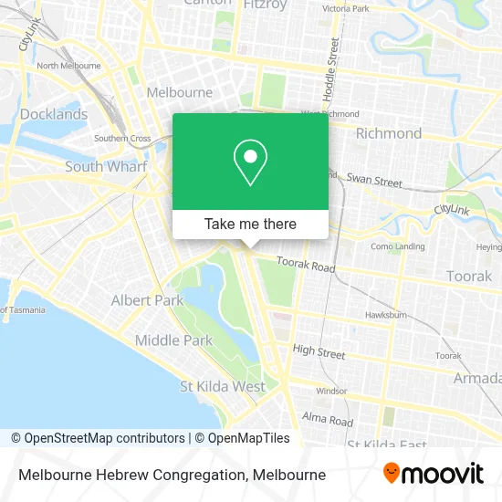 Mapa Melbourne Hebrew Congregation