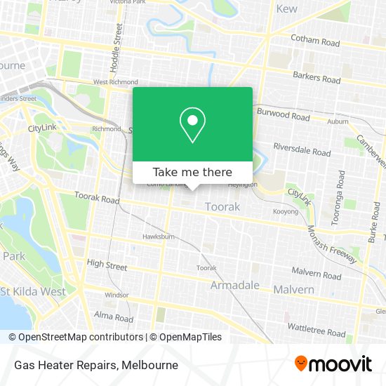 How to get to Gas Heater Repairs in Toorak by Bus, Train or Tram?