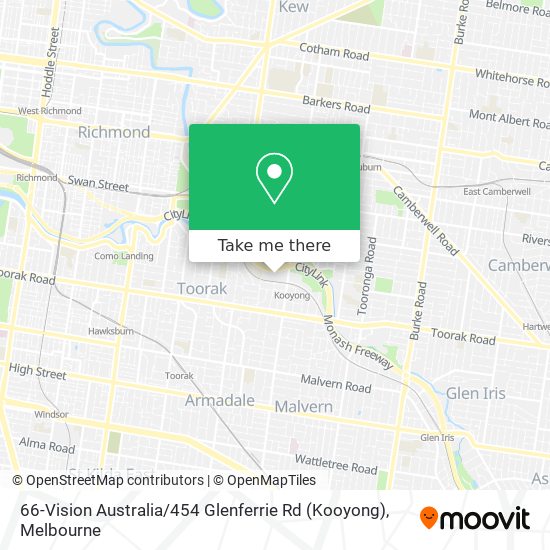 Mapa 66-Vision Australia / 454 Glenferrie Rd (Kooyong)