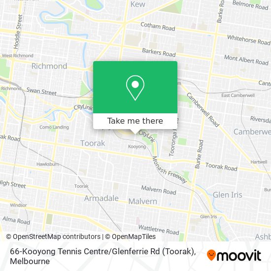 Mapa 66-Kooyong Tennis Centre / Glenferrie Rd (Toorak)