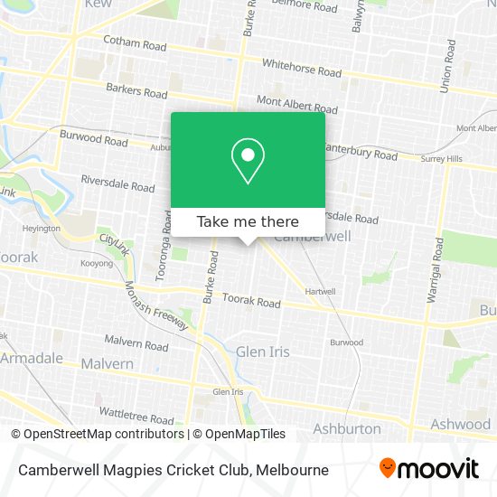 Mapa Camberwell Magpies Cricket Club