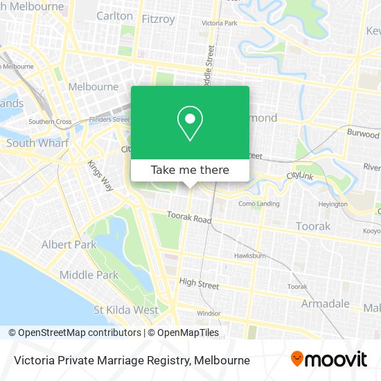 Mapa Victoria Private Marriage Registry