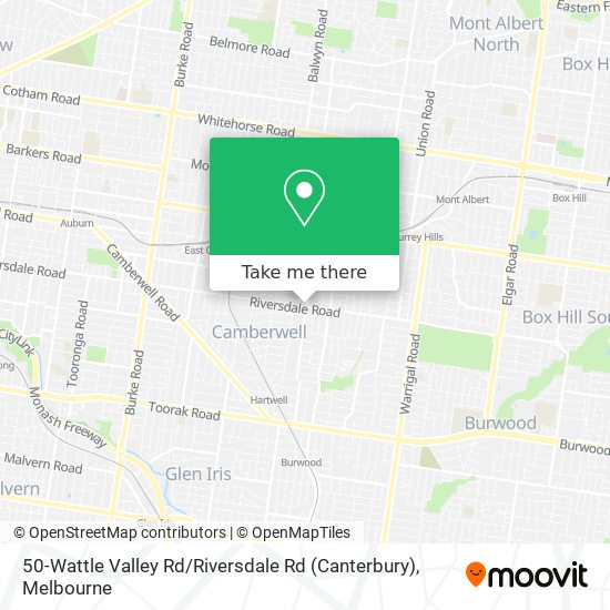 50-Wattle Valley Rd / Riversdale Rd (Canterbury) map