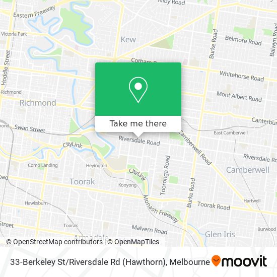 Mapa 33-Berkeley St / Riversdale Rd (Hawthorn)