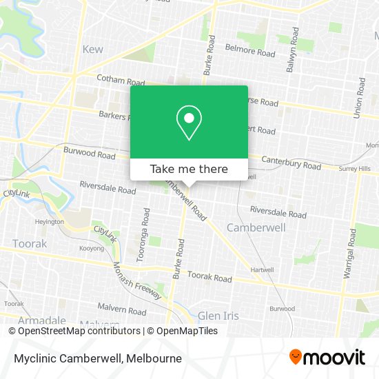 Myclinic Camberwell map
