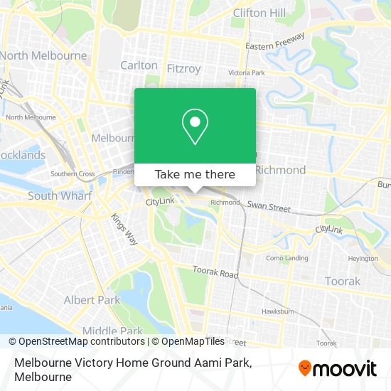 Mapa Melbourne Victory Home Ground Aami Park