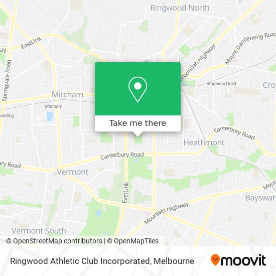 Mapa Ringwood Athletic Club Incorporated