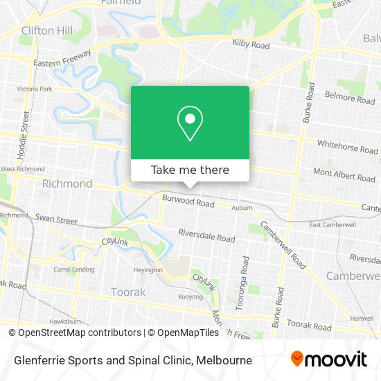 Glenferrie Sports and Spinal Clinic map