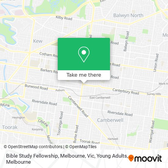 Bible Study Fellowship, Melbourne, Vic, Young Adults map