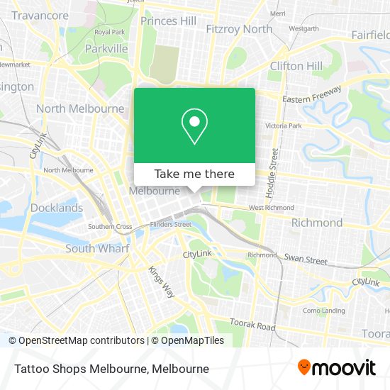 Tattoo Shops Melbourne map