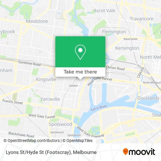 Mapa Lyons St/Hyde St (Footscray)