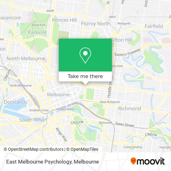 East Melbourne Psychology map