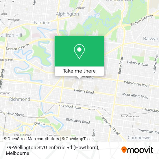 Mapa 79-Wellington St / Glenferrie Rd (Hawthorn)