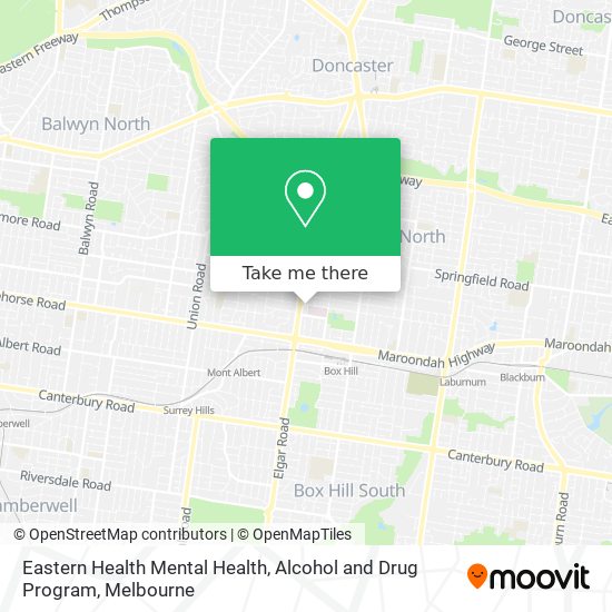 Eastern Health Mental Health, Alcohol and Drug Program map