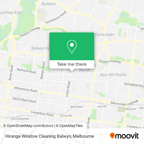 Hirange Window Cleaning Balwyn map