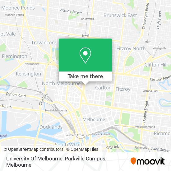 Mapa University Of Melbourne, Parkville Campus
