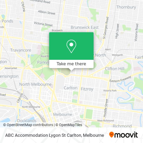 ABC Accommodation Lygon St Carlton map