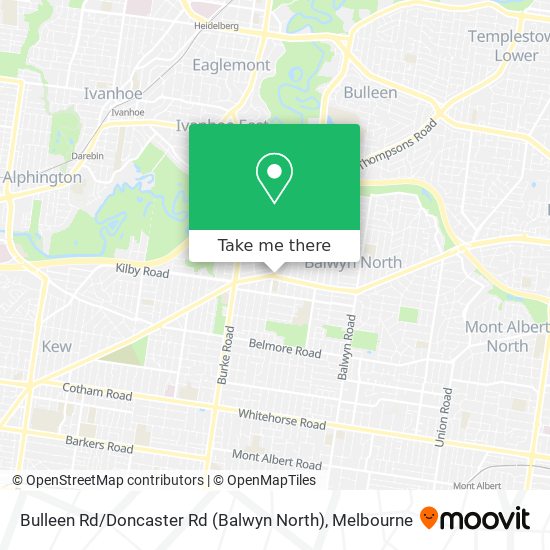 Mapa Bulleen Rd / Doncaster Rd (Balwyn North)